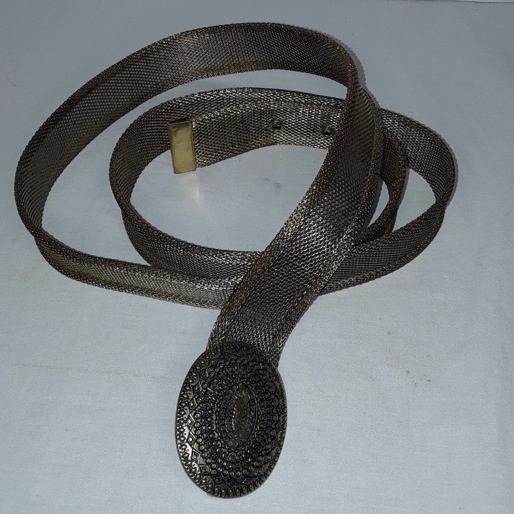 Chico's-Gold Tone/Bronze-Metal Mesh Belt-No Size